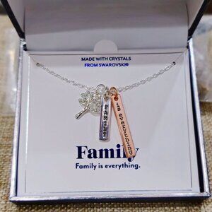 “Family Tree” Swarovski Crystal Necklace – Sterling Silver & 18K Gold 18"
